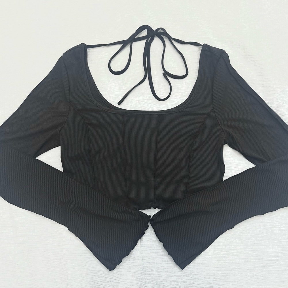 Long Sleeve Square Neck Cropped Top